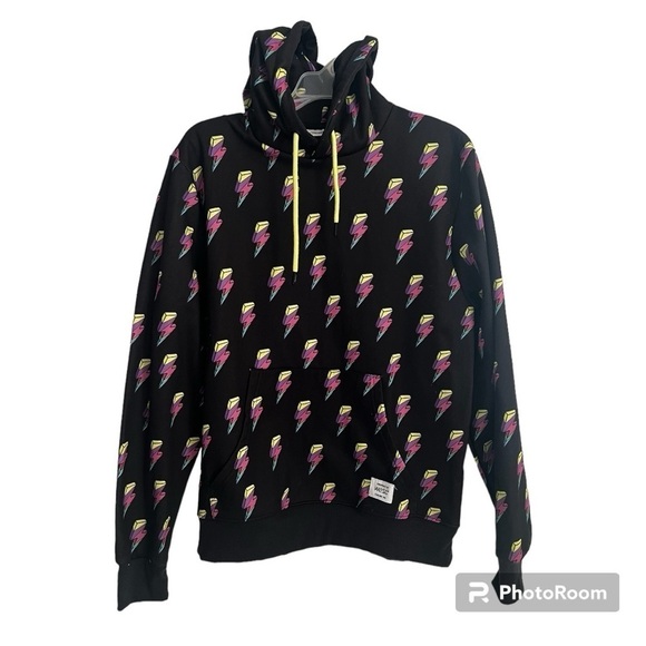 WeSC Other - WeSC Men's Mike Flash Regular-Fit Lightning Bolt-Print Fleece Hoodie, XL